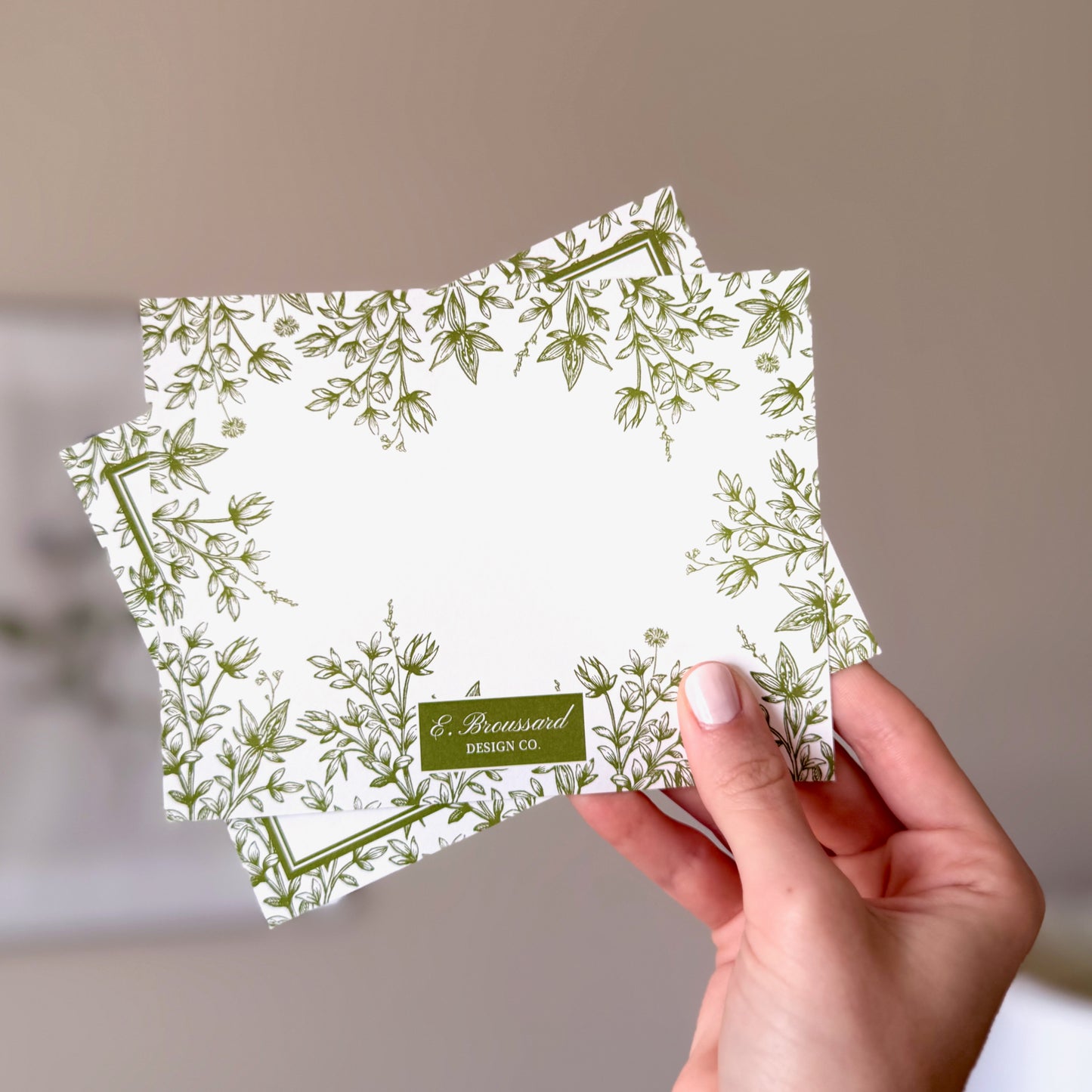 Green Floral Vignette Thank You Card Set 8ct.