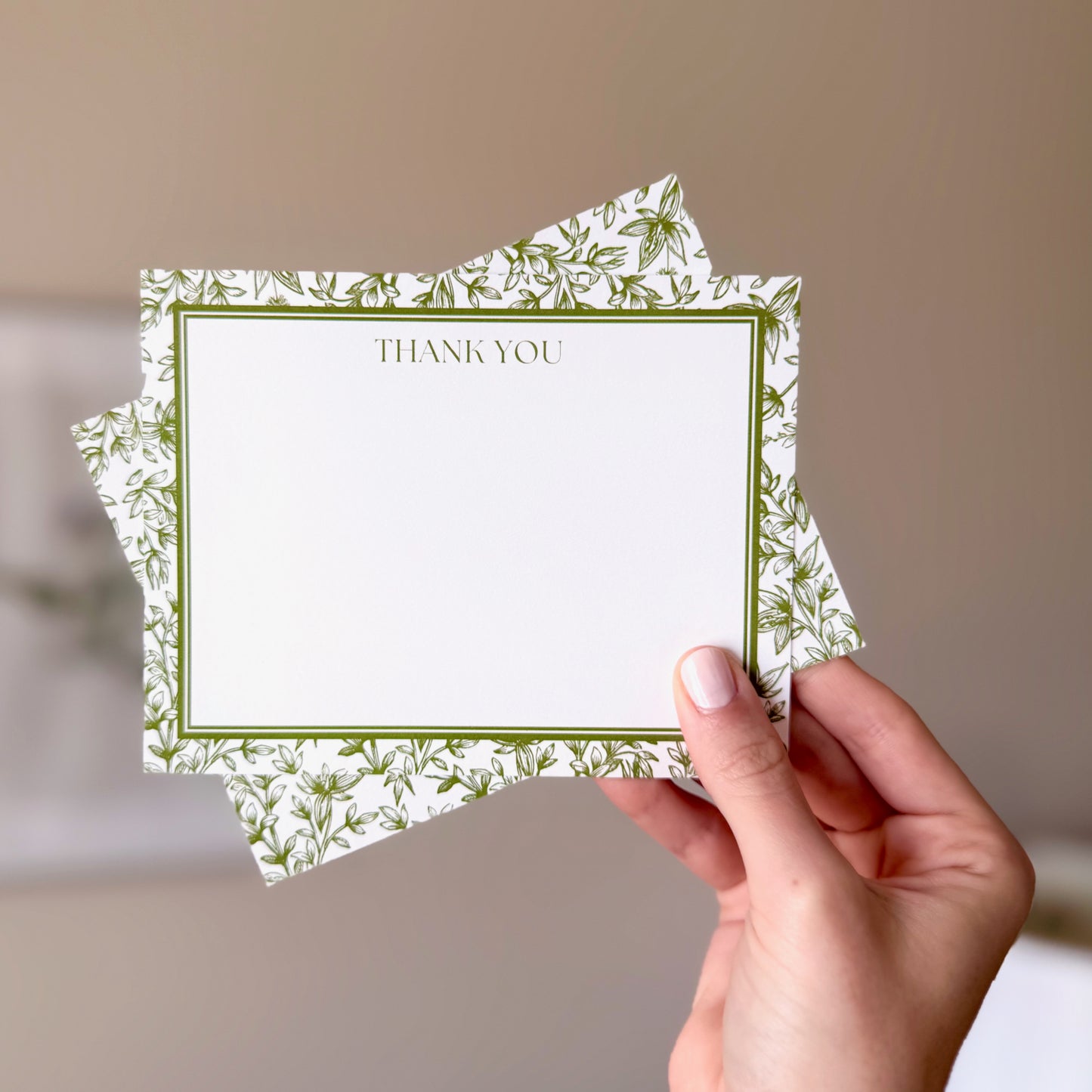 Green Floral Vignette Thank You Card Set 8ct.