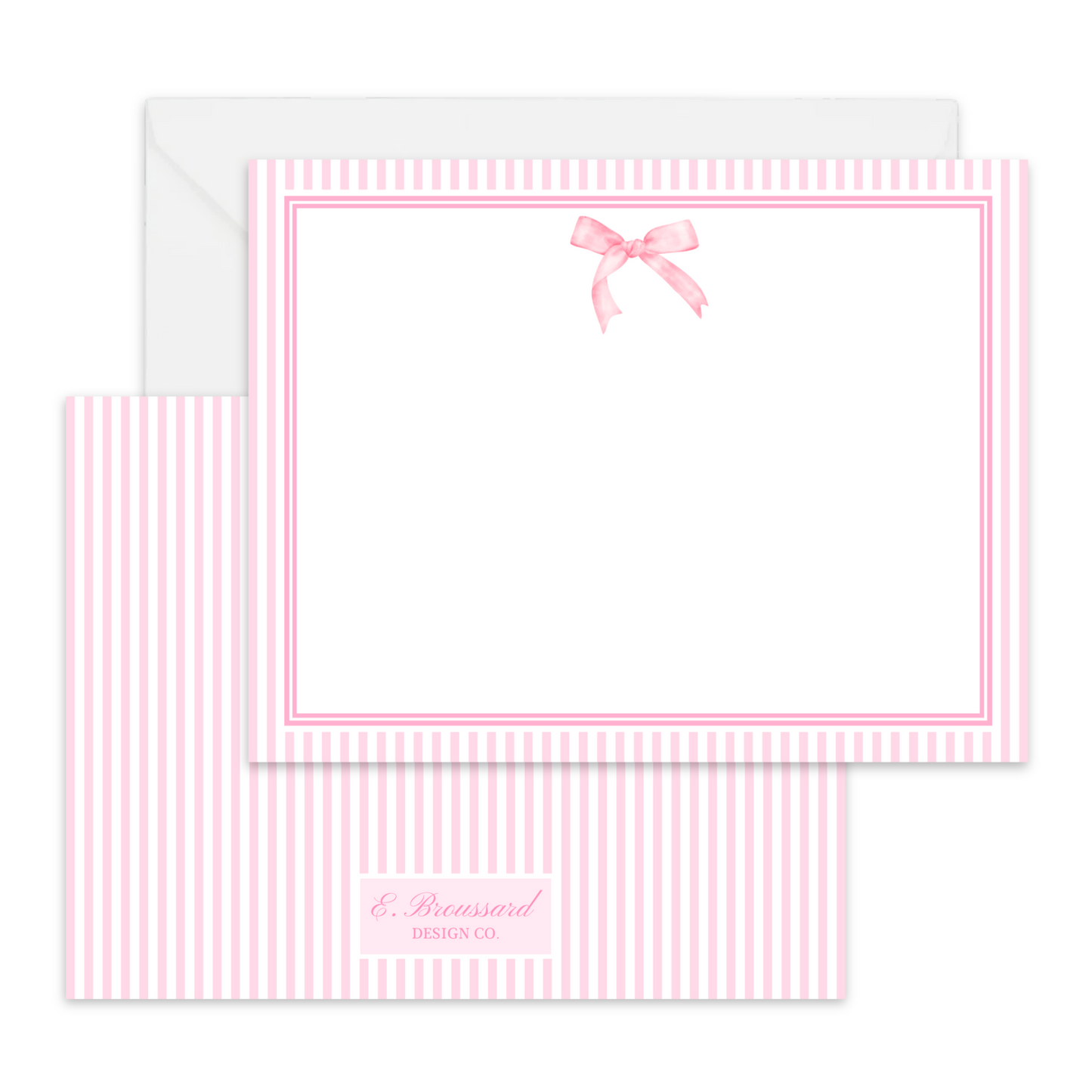 Pink Bow & Stripe Stationery Set 8ct.