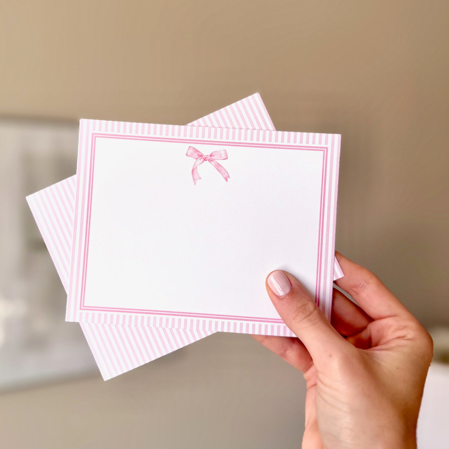 Pink Bow & Stripe Stationery Set 8ct.