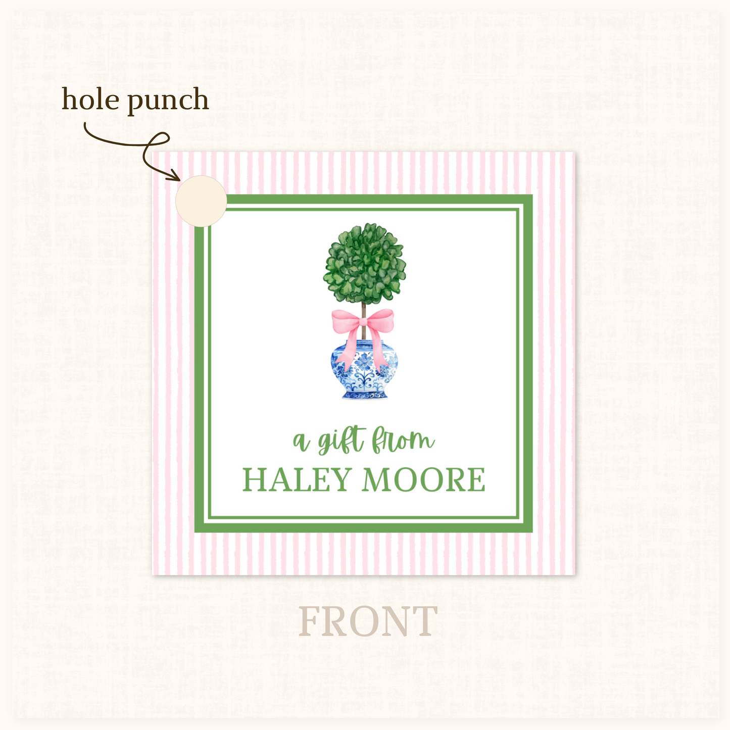 Topiary w/ Pink Bow Gift Tag 20 ct.