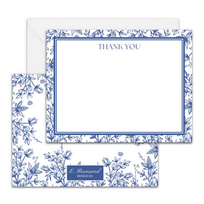 Blue Floral Vignette Thank You Card Set 8ct.