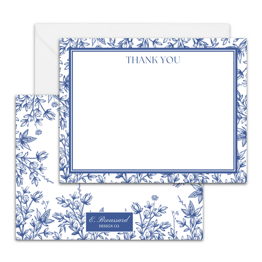 Blue Floral Vignette Thank You Card Set 8ct.
