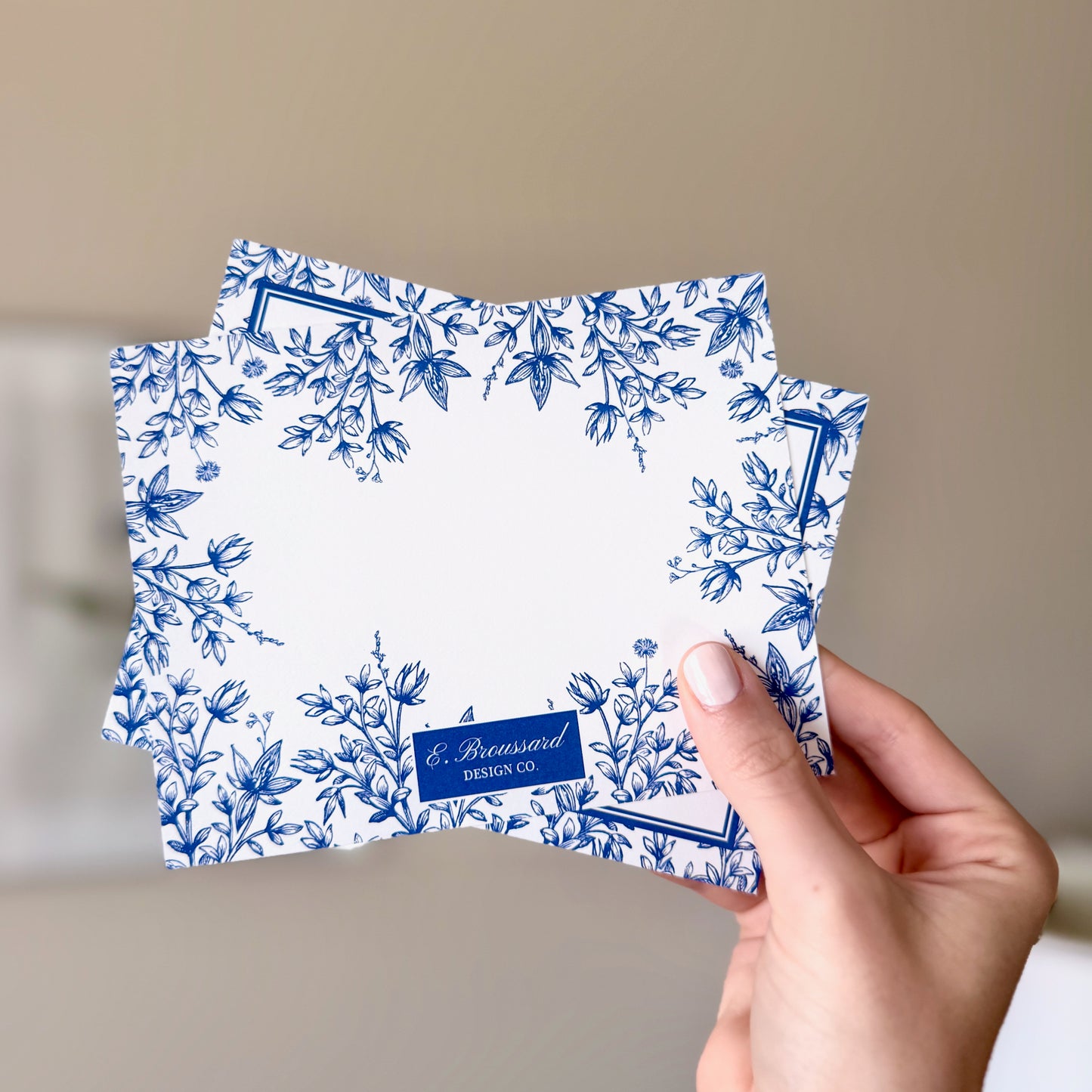 Blue Floral Vignette Thank You Card Set 8ct.