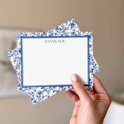 Blue Floral Vignette Thank You Card Set 8ct.