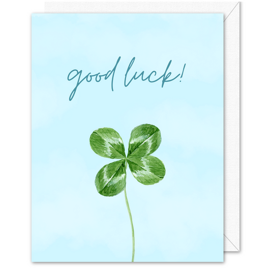 "Good Luck!" Four Leaf Clover Greeting Card