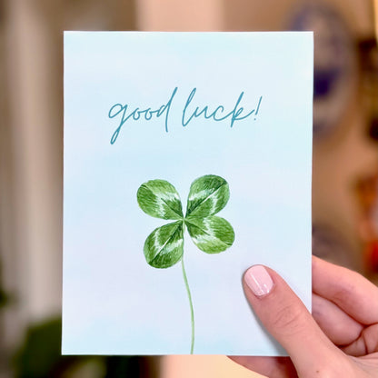 "Good Luck!" Four Leaf Clover Greeting Card