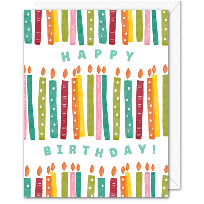 "Happy Birthday!" Rainbow Candle Birthday Card