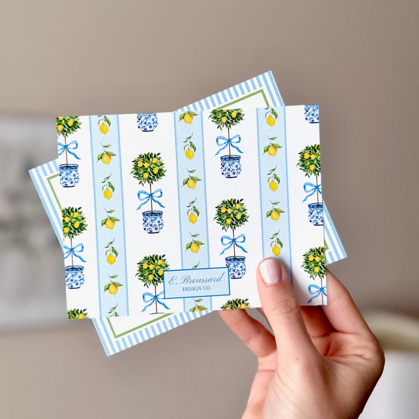 Lemon Topiary Stripe Stationery Set 8ct.